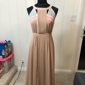 NWOT Fable peach, cream and white long dress